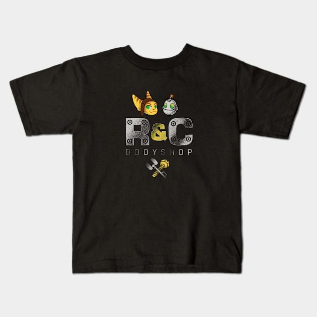 R&C Bodyshop Kids T-Shirt by PoliteYetPeculiar